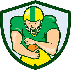 Image showing American Football Running Back Shield Cartoon