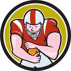 Image showing American Football Running Back Circle Cartoon