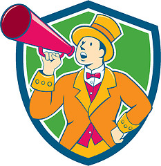 Image showing Circus Ringmaster Bullhorn Crest Cartoon