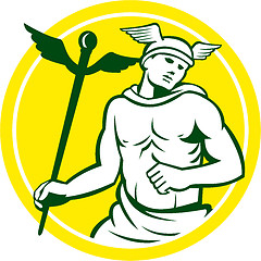 Image showing Mercury Holding Caduceus Staff Retro