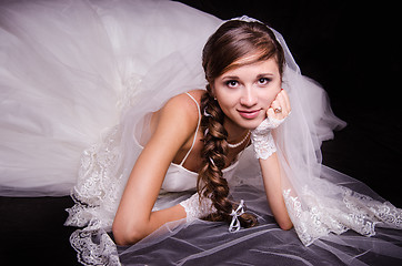 Image showing Portrait of a bride on black background