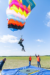 Image showing Competition of parachutists on landing accuracy