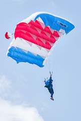 Image showing Paratrooper woman descends