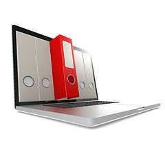 Image showing Laptop with red folder