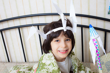 Image showing boy in the image of the American Indian