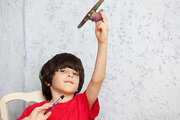 Image showing boy and plane