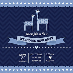 Image showing baby shower invitation with giraffe in retro style 