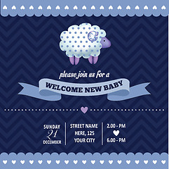 Image showing baby shower invitation with sheep in retro style