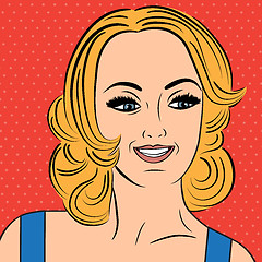 Image showing pop art cute retro woman in comics style with message