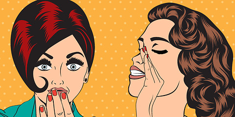 Image showing pop art retro women in comics style that gossip