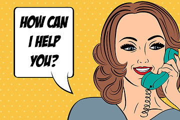 Image showing pop art  retro woman in comics style talking on the phone