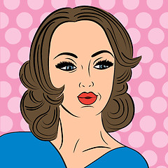 Image showing pop art cute retro woman in comics style with message