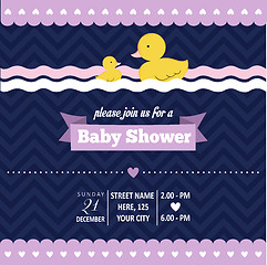 Image showing baby shower invitation with duck in retro style