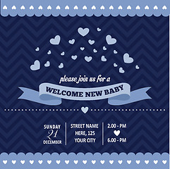 Image showing baby shower invitation with hearts in retro style