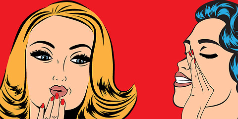 Image showing pop art retro women in comics style that gossip