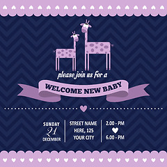 Image showing baby shower invitation with giraffe in retro style