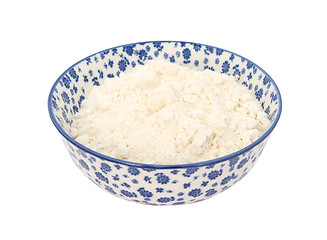 Image showing All purpose flour in a blue and white china bowl