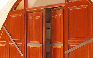 Image showing Old doors in the house in the old town of Rethymno, Crete, Greec