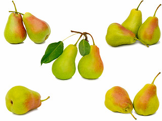 Image showing  Ripe large yellow pears. Presented on a white background.