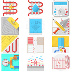 Image showing Color icons vector collection for underfloor heating