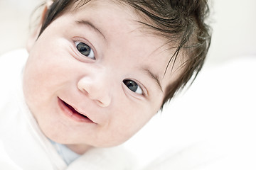 Image showing Face of happy baby, smiling, happiness, child portrait, cute smile.