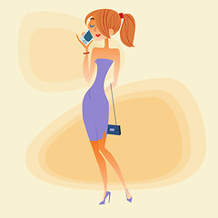 Image showing Young woman talking on the phone