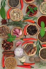 Image showing Peppers Spices and Herbs