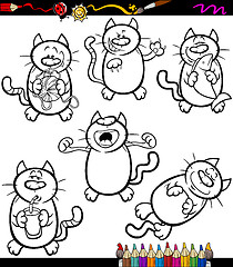 Image showing cats set cartoon coloring book