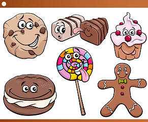 Image showing sweets and cookies set cartoon