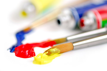 Image showing Primary colors paintbrush