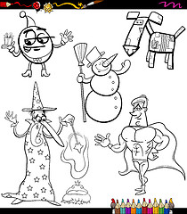 Image showing fantasy set cartoon coloring book