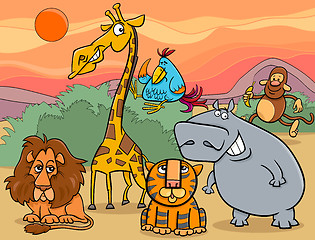 Image showing wild animals group cartoon illustration