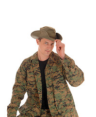 Image showing Soldier in uniform and hat..