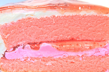 Image showing Strawberry cheesecake in plate on background