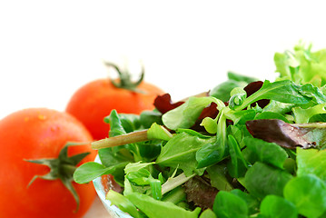 Image showing Baby greens and tomatoes