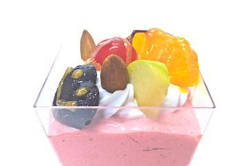 Image showing cupcake with cream and fruits