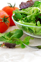 Image showing Baby greens and tomatoes