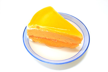 Image showing  Orange Cheesecake in plate on background