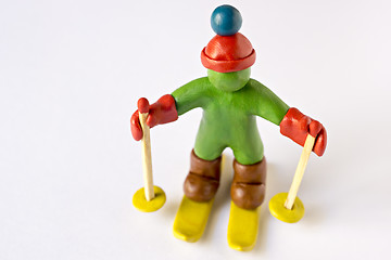 Image showing Skier from plasticine