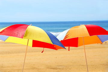 Image showing Beach umbrellas