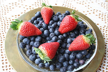 Image showing Strawberries and blueberries