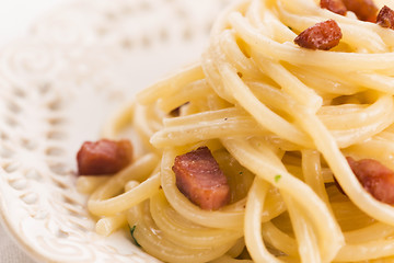 Image showing Spaghetti carbonara, a typical italian dish 