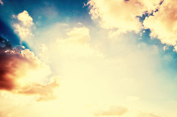 Image showing Vintage sky background with retro texture.