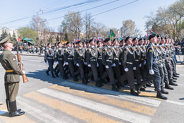 Image showing Cadets of police academy marching on parade