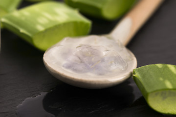 Image showing aloe vera juice with fresh leaves 