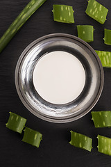 Image showing aloe vera - leaves and cream