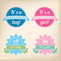 Image showing Baby badges for girls and boys