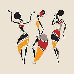 Image showing African dancers silhouette set.