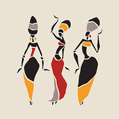 Image showing African dancers silhouette set.