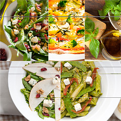 Image showing healthy and tasty Italian food collage